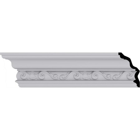 Ekena Millwork 3 7/8"H x 2 3/8"P x 4 5/8"F x 94 1/2"L, (6 1/4" Repeat), Caputo Crown Moulding MLD03X02X04CA